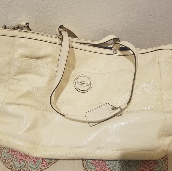 Coach Cream/Blue Diaper Bag - Picture 4 of 7